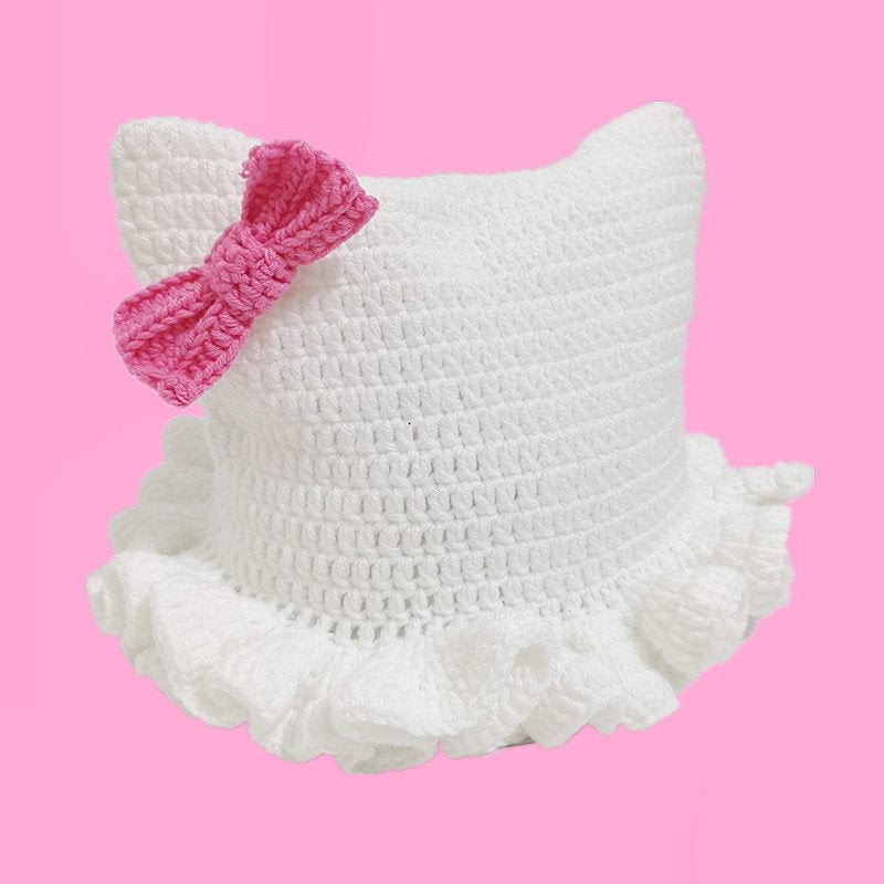 Colorful Ruffled Knit Hat for Women