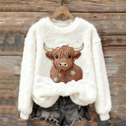 Cozy Snowman Crew-neck Top for Women