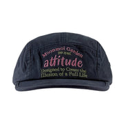 Navy Blue Retro Flat-brim Cap with Washed-letter Design