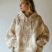 Women's 3D Hoodie Sweatshirt - Beige