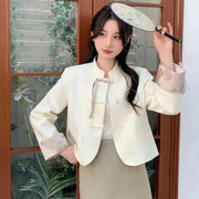 Chic Frog Button Short Women's Coat for Spring