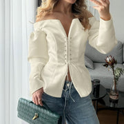 Stylish Off-the-Shoulder Pleated Tie-Up Top