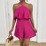 Summer Halter Neck Jumpsuit with Flared Legs