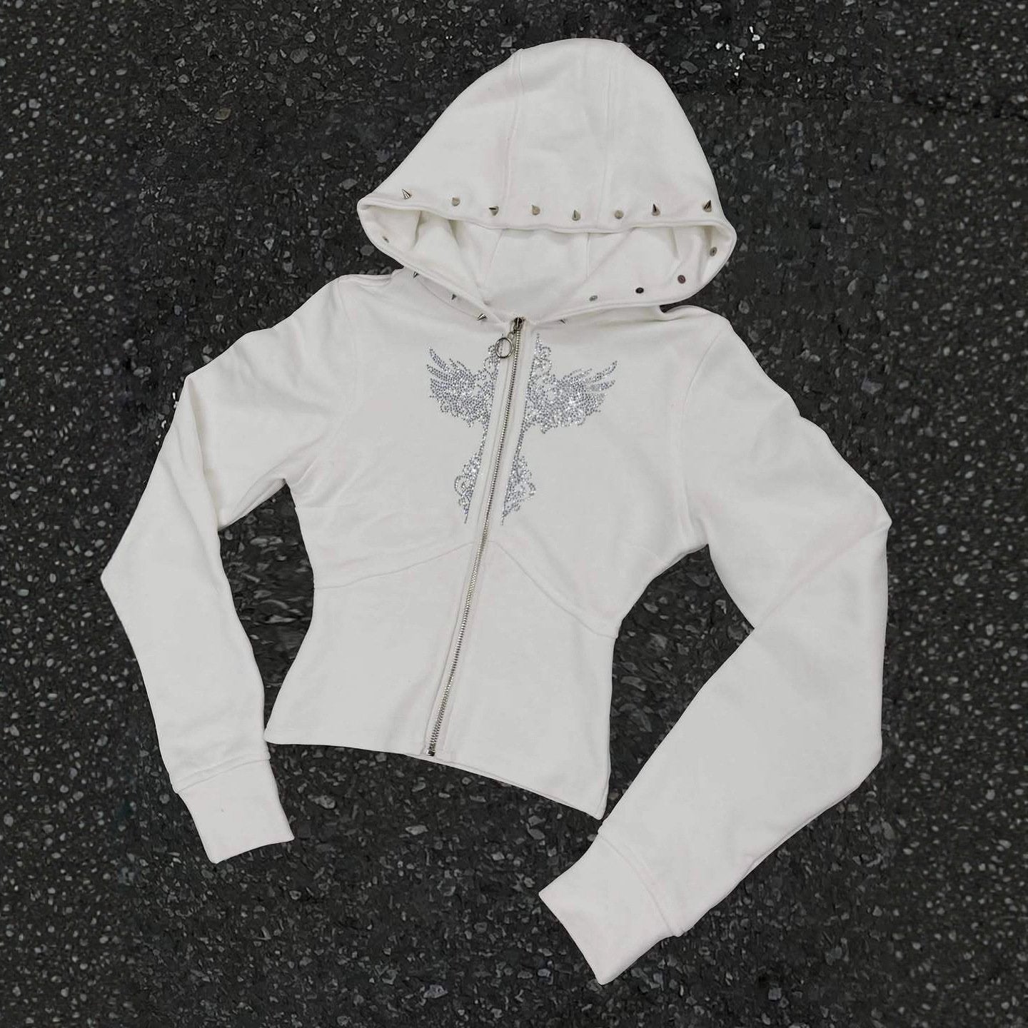 Harajuku-Style Rivet Hoodie for Women