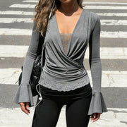 Chic Mock Two-Piece Slim Fit Long Sleeve Top