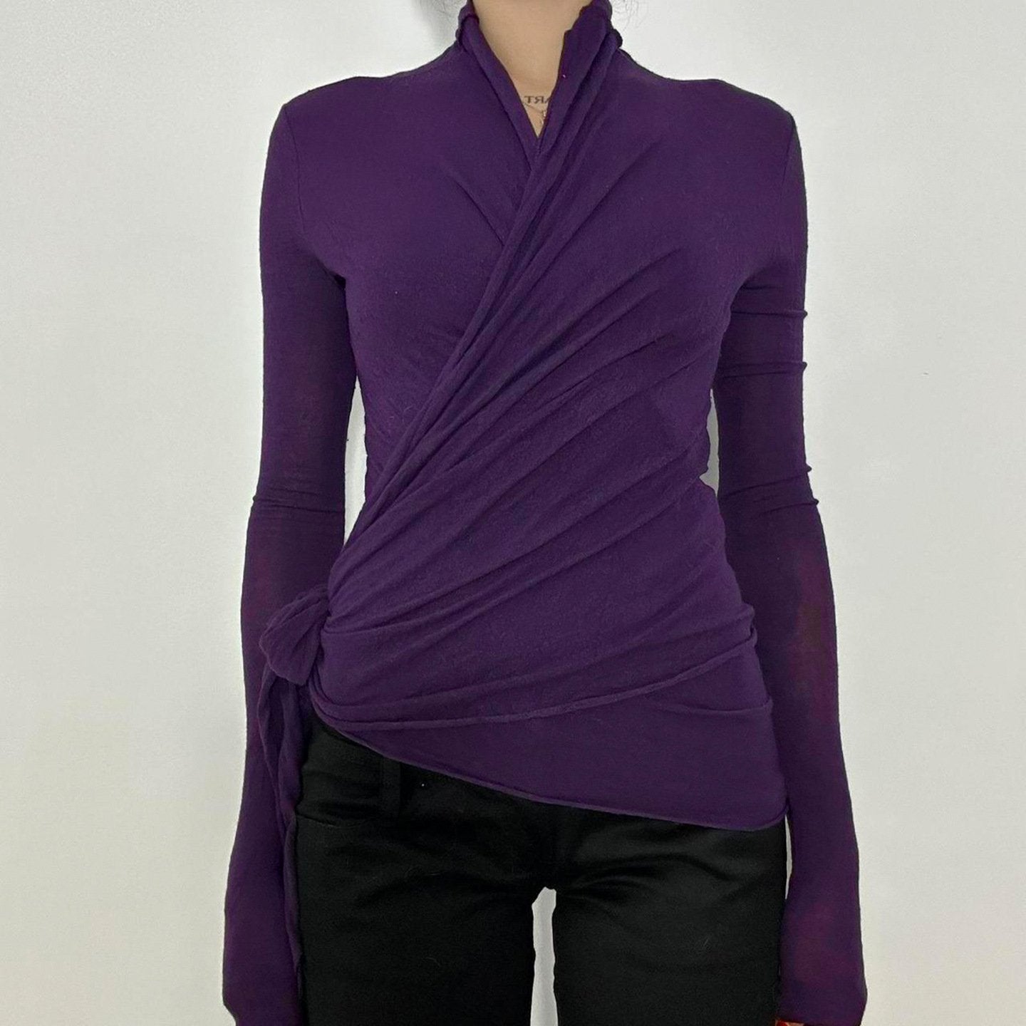 Minimalist Pleated Long Sleeve Top for Women