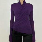Minimalist Pleated Long Sleeve Top for Women
