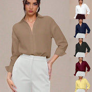 Women's Slim-Fit Mandarin Collar 3/4 Sleeve Shirt