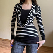Chic Striped Slim Fit Long Sleeve Top