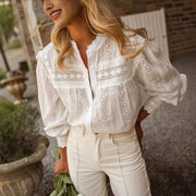 Elegant Embroidered Cutout Women's Top