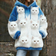 Cozy 3D Blue Pet Hoodie for Women