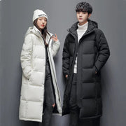 Long Winter White Duck Down Hooded Coat for Men