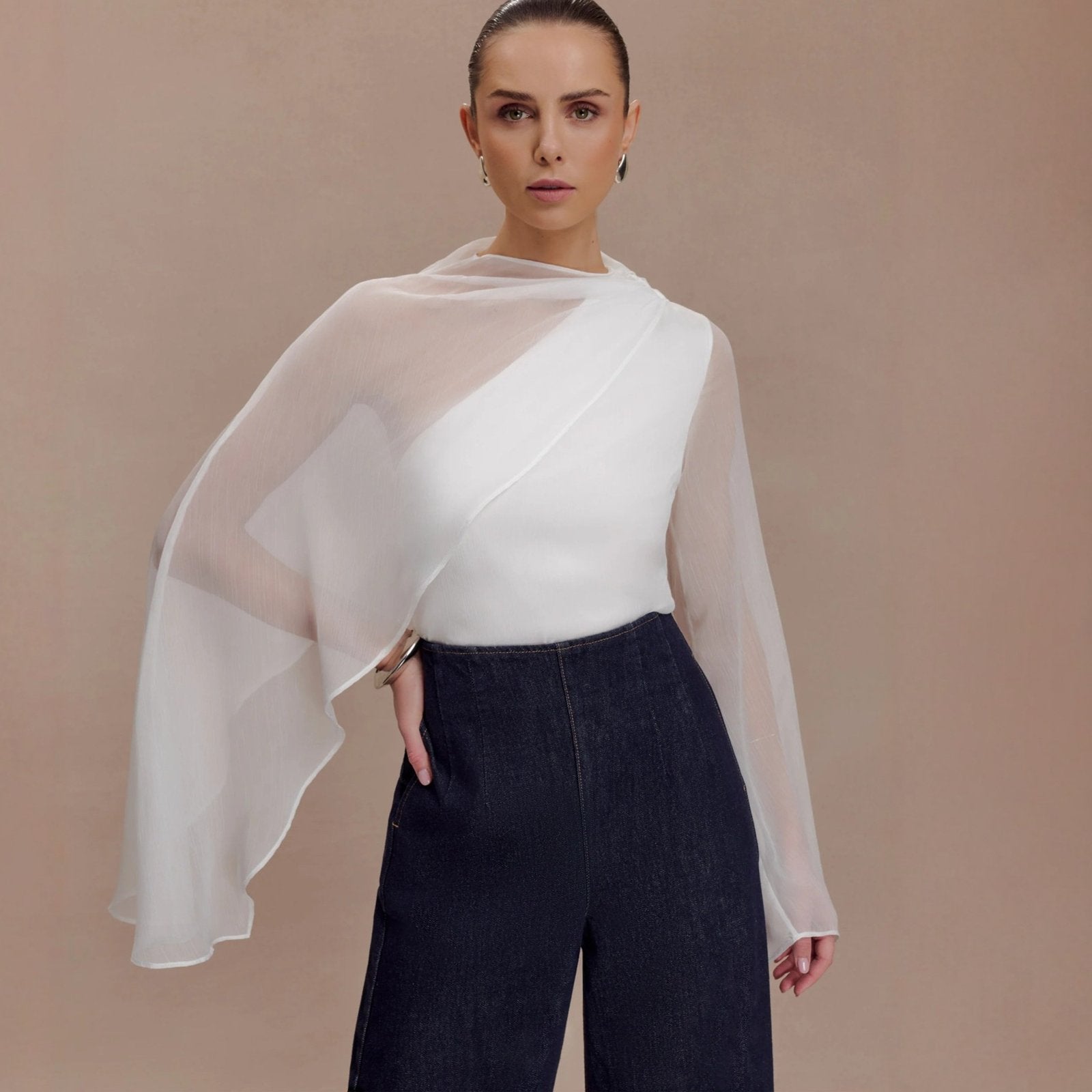 Women's Stylish Asymmetrical Long-Sleeve Shawl Top
