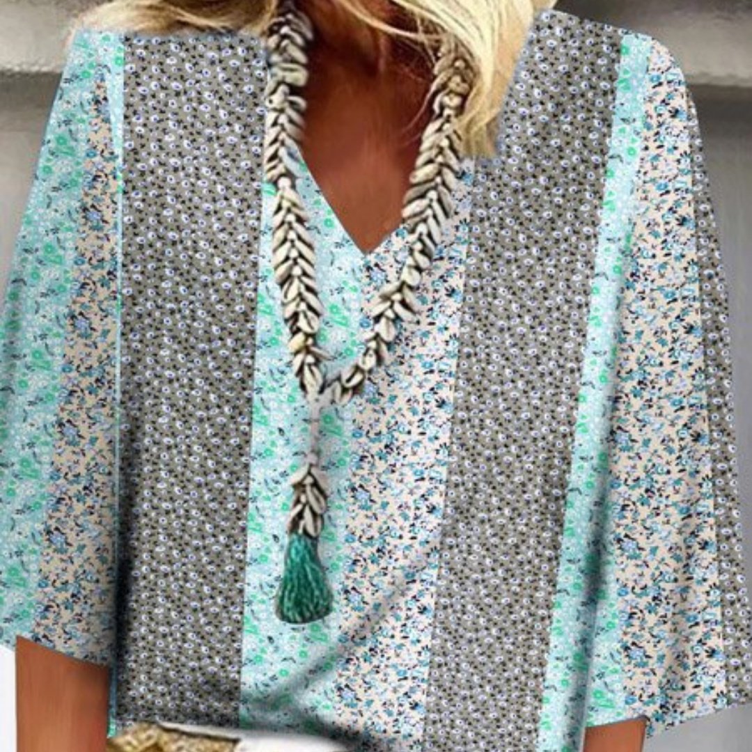 Chic V-Neck Printed Casual Top for Women