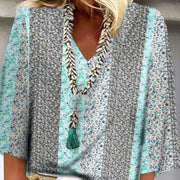 Chic V-Neck Printed Casual Top for Women