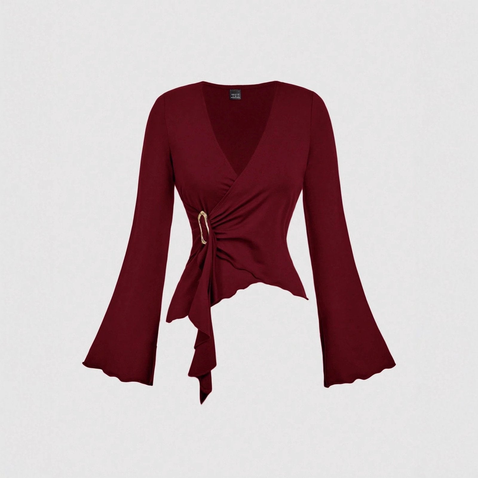 Chic V-Neck Asymmetrical Long-Sleeve T-Shirt