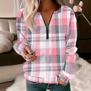 Womens Autumn Plaid Half-Zip Hoodie