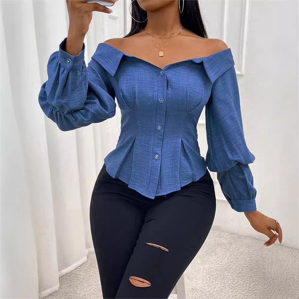Women's Stylish Casual Belted Long-Sleeve Shirt