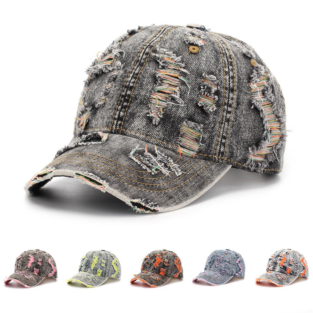 Casual Sun Hat with Ripped Lines