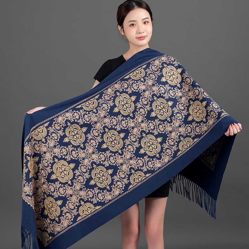 Embroidered Crown Scarf - Versatile Winter & Spring Accessory
