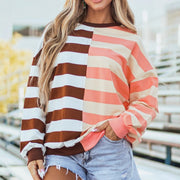 Women's Casual Striped Long-Sleeve Cotton Pullover Top