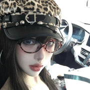 Leopard Print Nightclub Hat - Sun Protective Octagonal Design