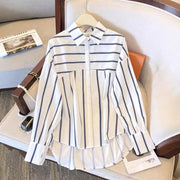 Minimalist Striped Long Sleeve Button-Down Top