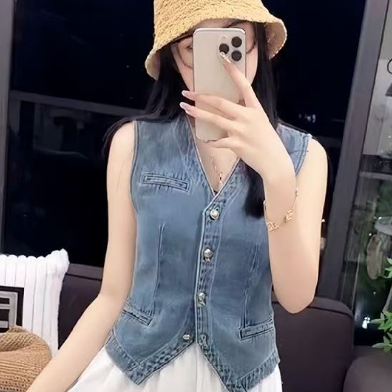 Denim Mini Vest for Women - Stylish Streetwear