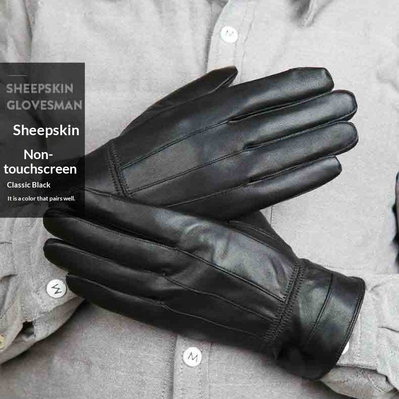 Warm Fleece-Lined Leather Gloves for Women