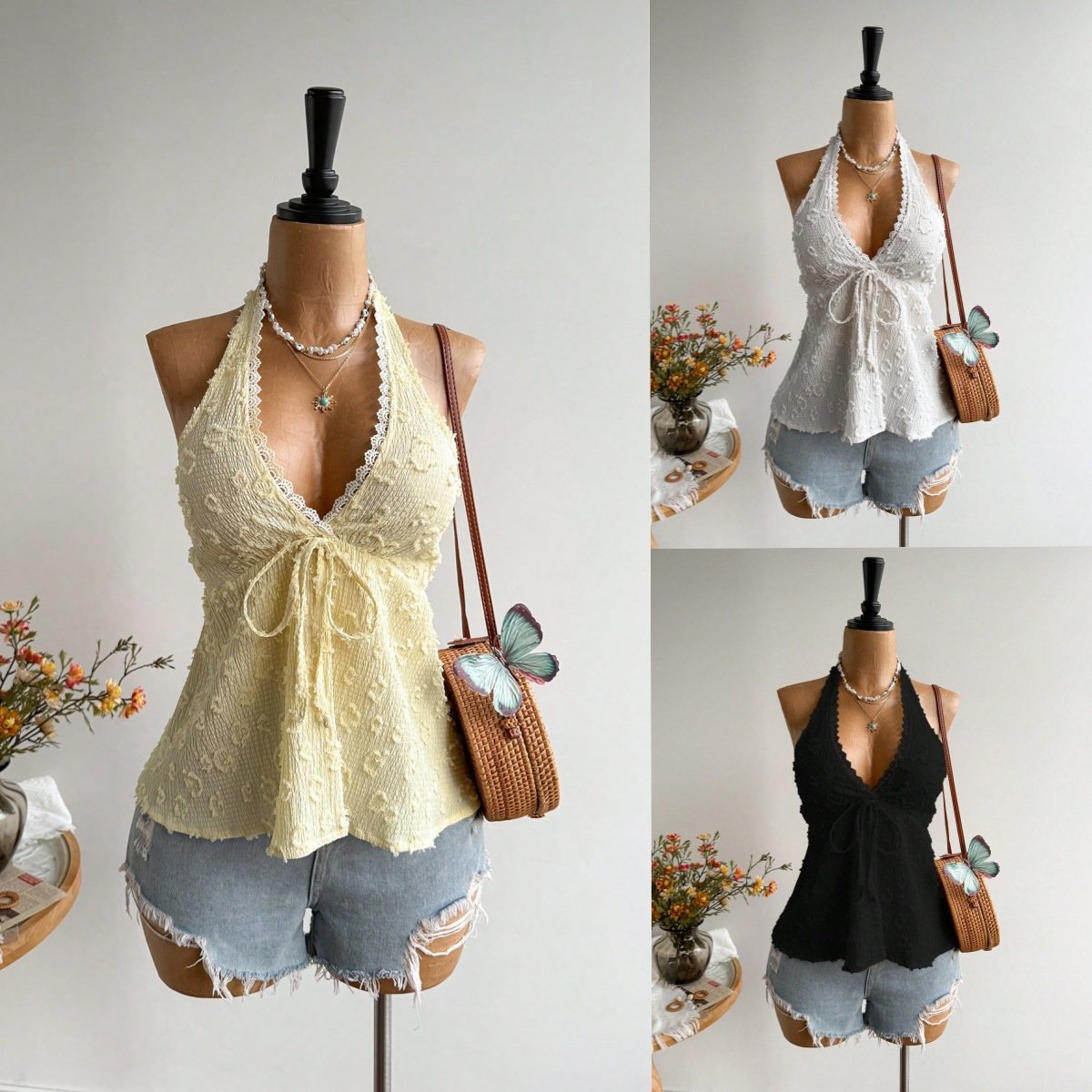 Stylish Backless Halter Neck Cami Tops