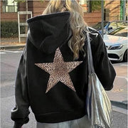 Leopard-Print Hoodie for Women - Starry Sporty Style