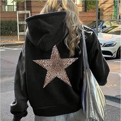 Leopard-Print Hoodie for Women - Starry Sporty Style