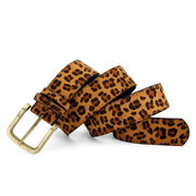 Leopard Print Belt with Alloy Pin Buckle