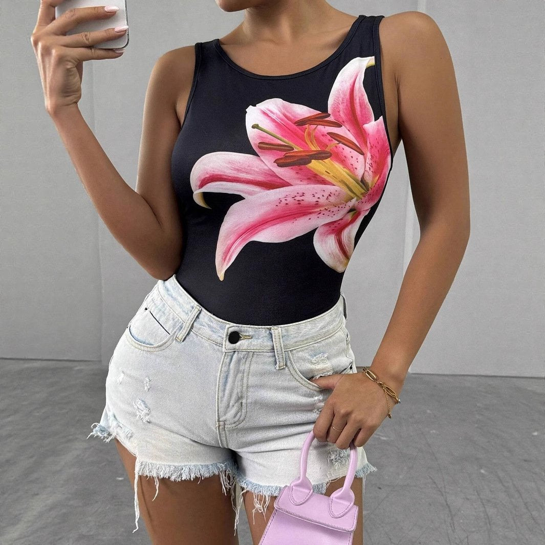 Floral Sleeveless Tank Top for Women - Slim Fit & Casual