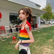 Rainbow Camisole Tank Top - Chic Halter Neck