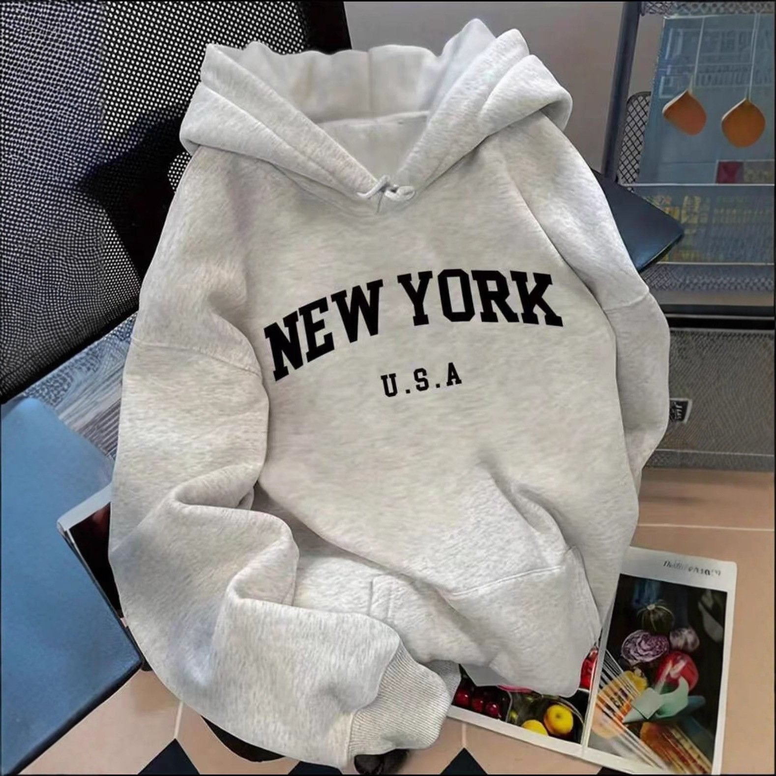 Vintage Letter Print Hoodie for Women