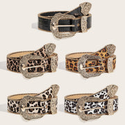 Vintage Leopard-Print Belt for Women