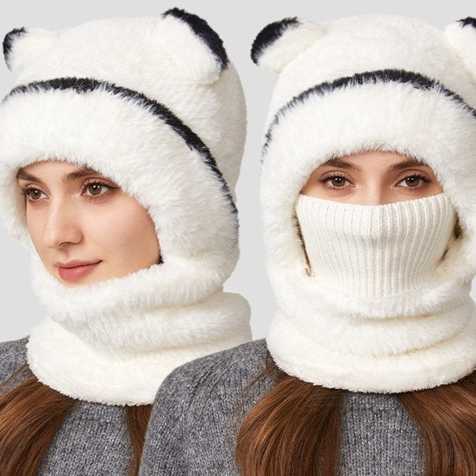 Capybara Thermal Beanie with Built-in Scarf & Face Mask
