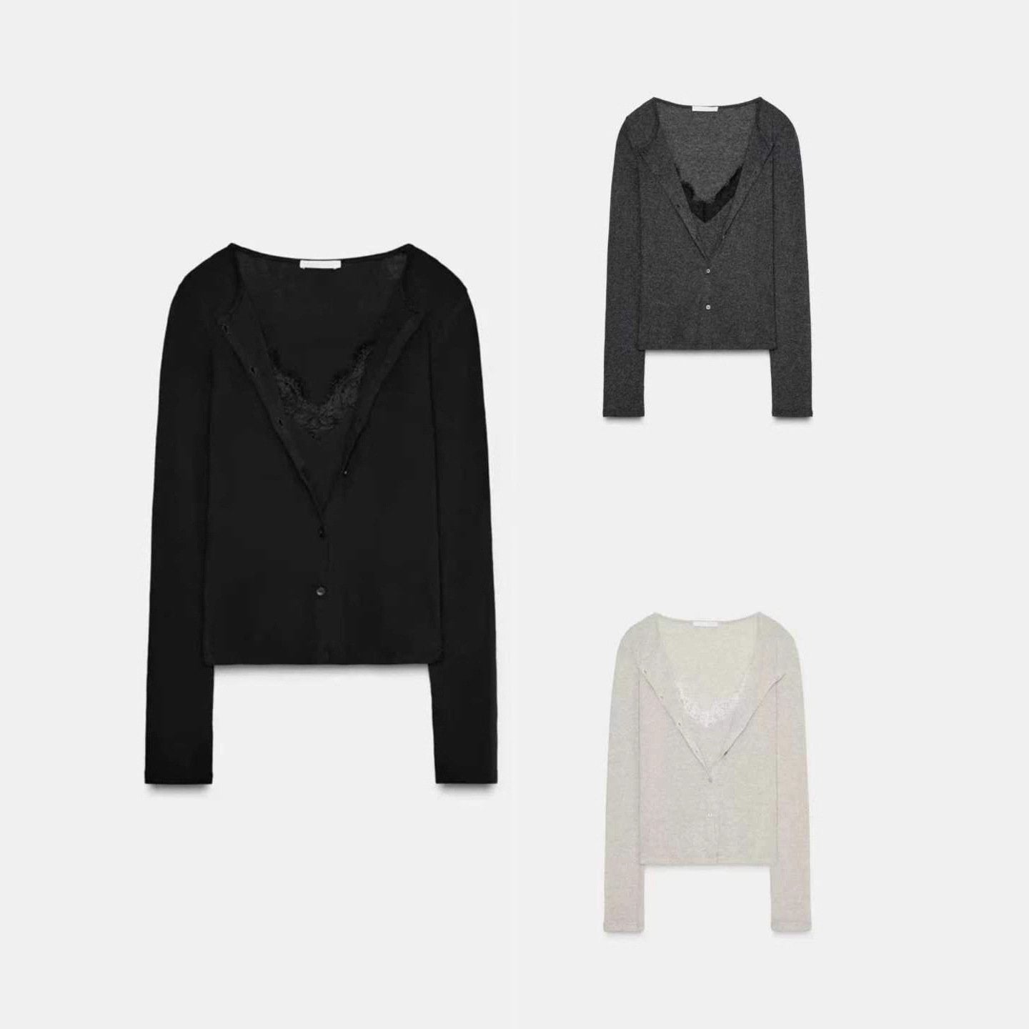 Elegant Lace Layered Long-Sleeve Top for Women