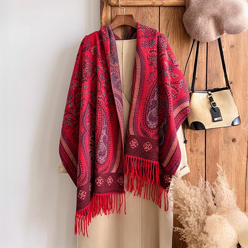 Warm Ethnic Jacquard Shawl Scarf