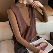 Elegant Deep V-Neck Wool Vest for Women