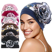 Protective Floral Headscarf Cap for Women, Sun & Windproof, One Size Fits All