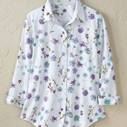 Women's Floral Print Long-Sleeve Chiffon Blouse