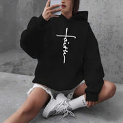 Women's Graphic Hoodie with American Cross Print