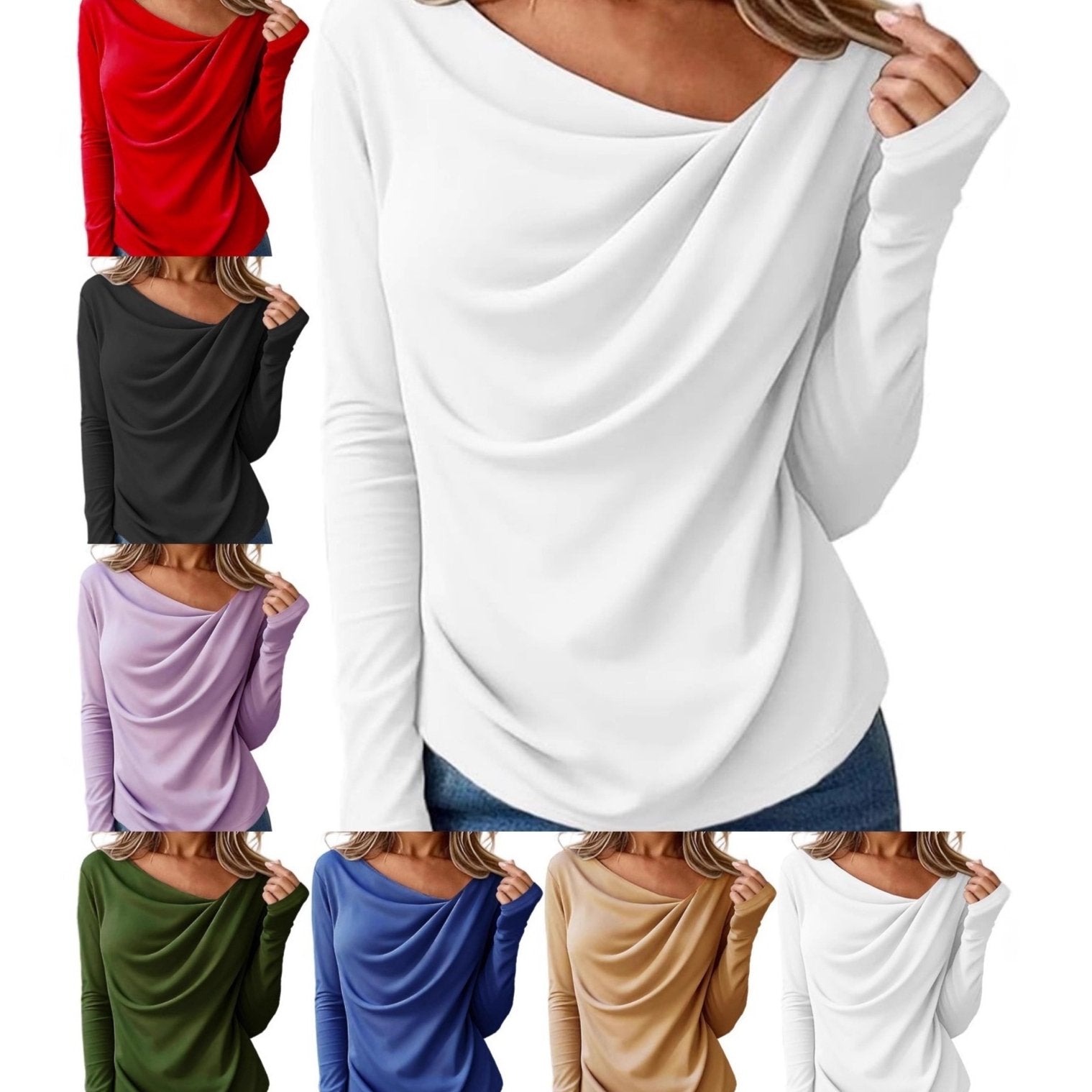 Asymmetrical Solid Long-Sleeve Women's Top