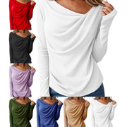 Asymmetrical Solid Long-Sleeve Women's Top