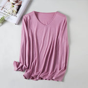 Women's Wool V-Neck Thermal Slim-Fit Base Layer Top