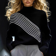 Chic Color-Block Turtleneck Sweater for Fall & Winter