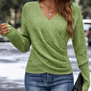 Chic Women's Long-Sleeve Polyester Top for Everyday Wear