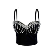 Edgy Exposed Midriff Top with Rivets